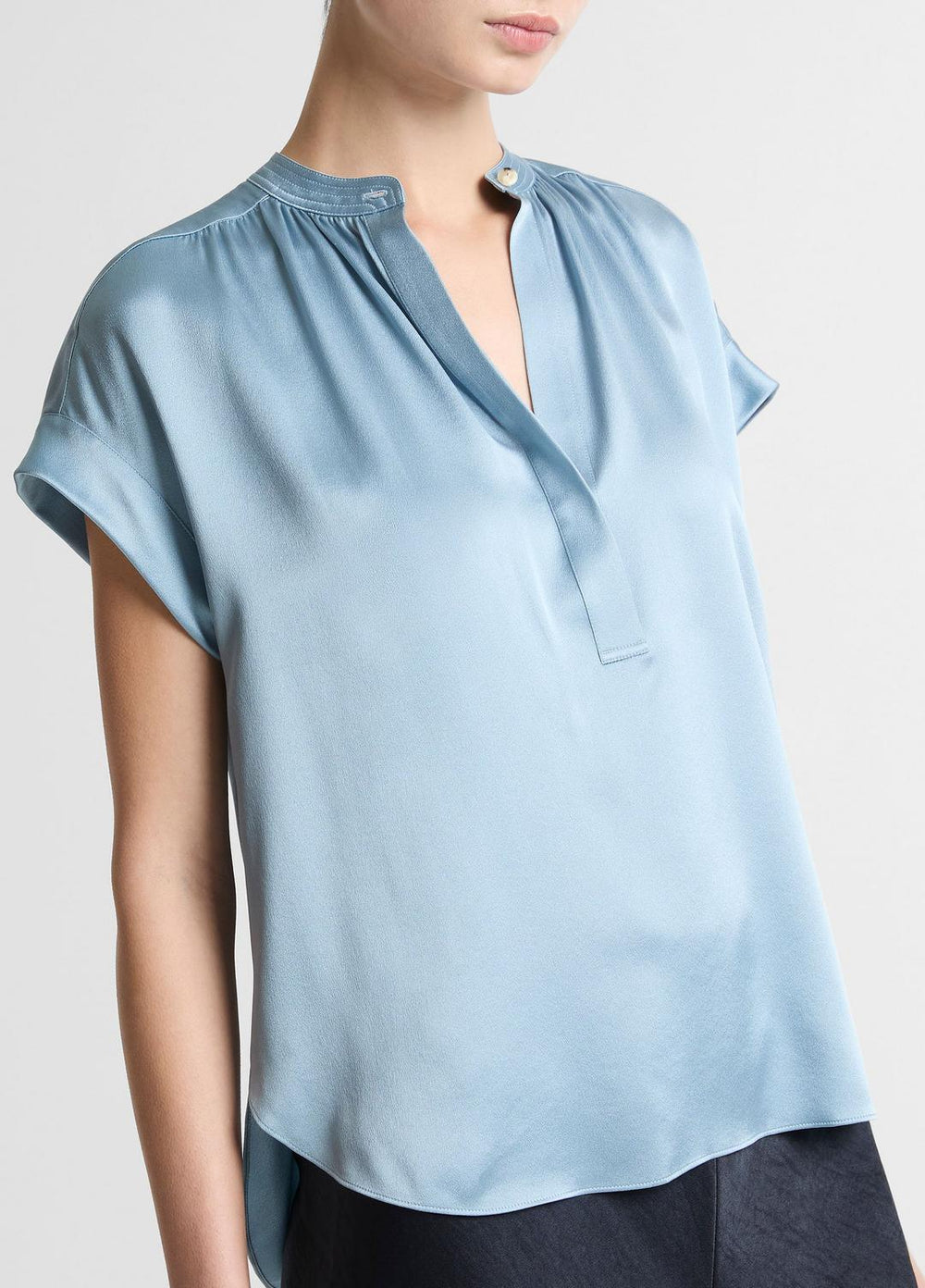 Silk Gathered Cap-Sleeve Blouse in Short Sleeve | Vince on sale