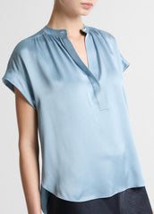 Silk Gathered Cap-Sleeve Blouse in Short Sleeve | Vince on sale