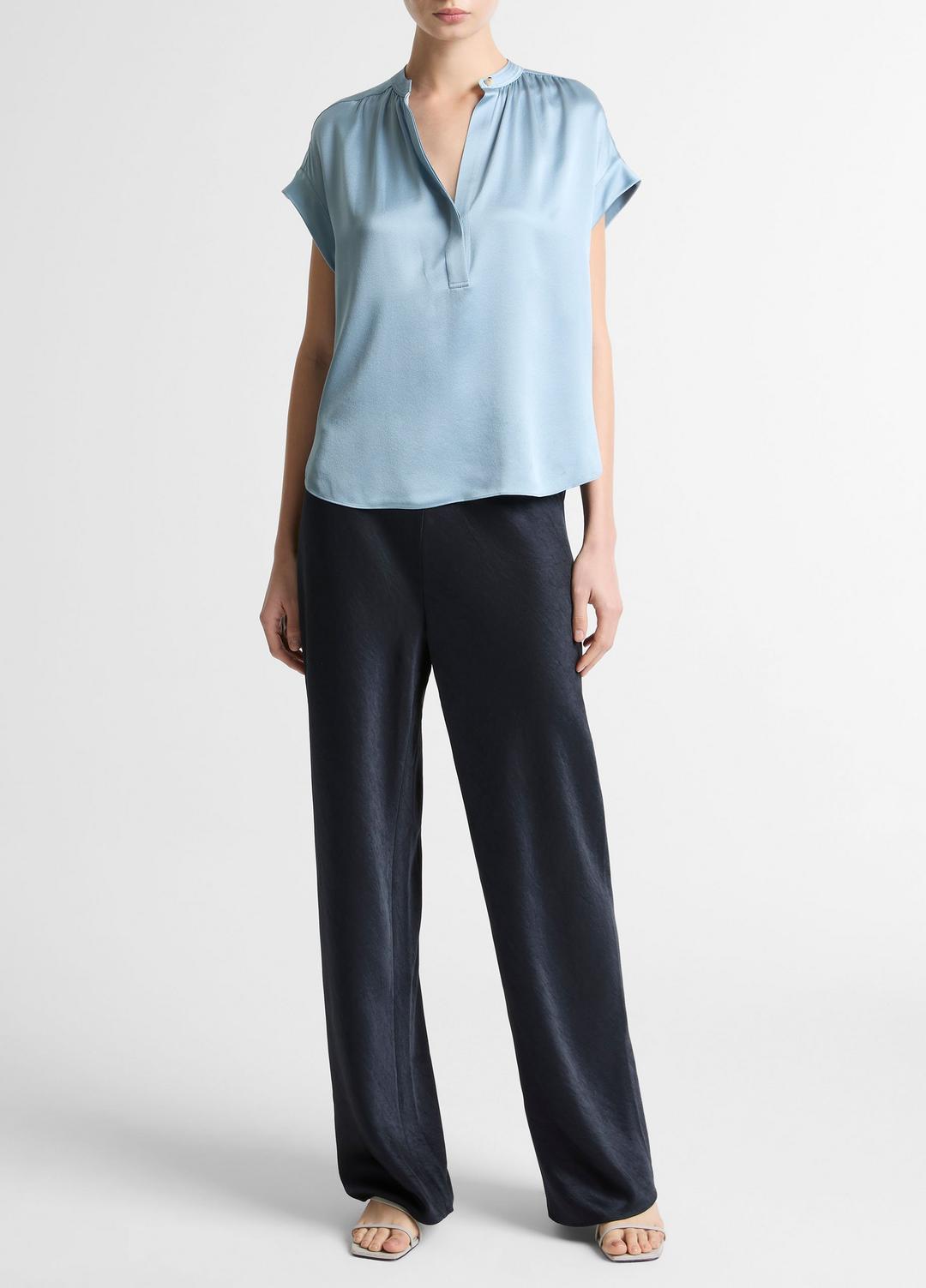 Silk Gathered Cap-Sleeve Blouse in Short Sleeve | Vince on sale