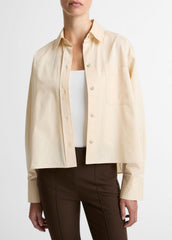 Cotton Cropped Button-Front Shirt  in Long Sleeve | Vince US