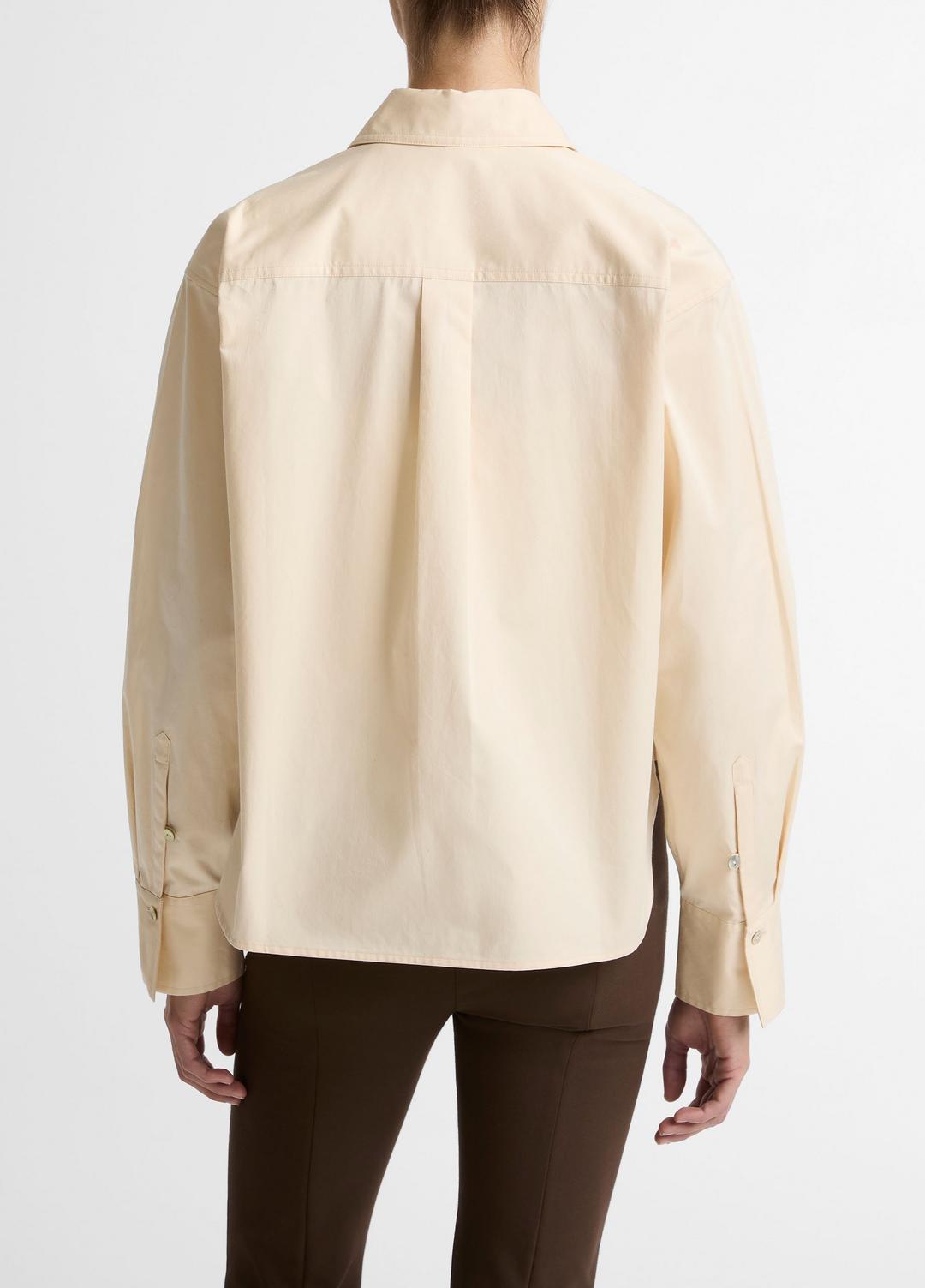 Cotton Cropped Button-Front Shirt  in Long Sleeve | Vince US