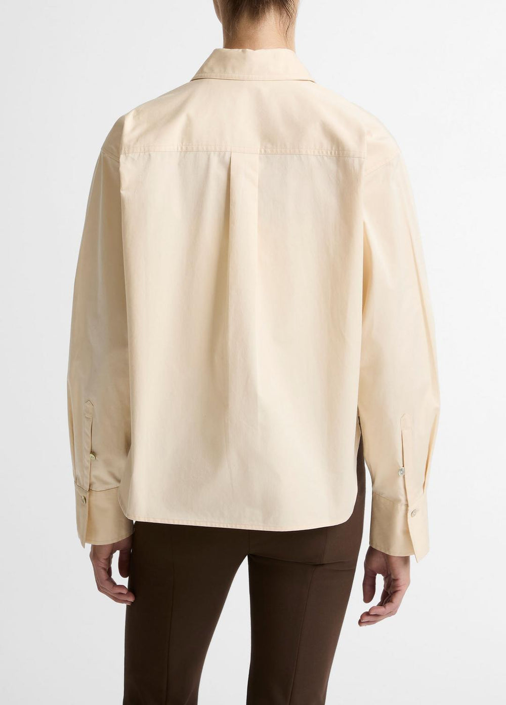 Cotton Cropped Button-Front Shirt  in Long Sleeve | Vince US