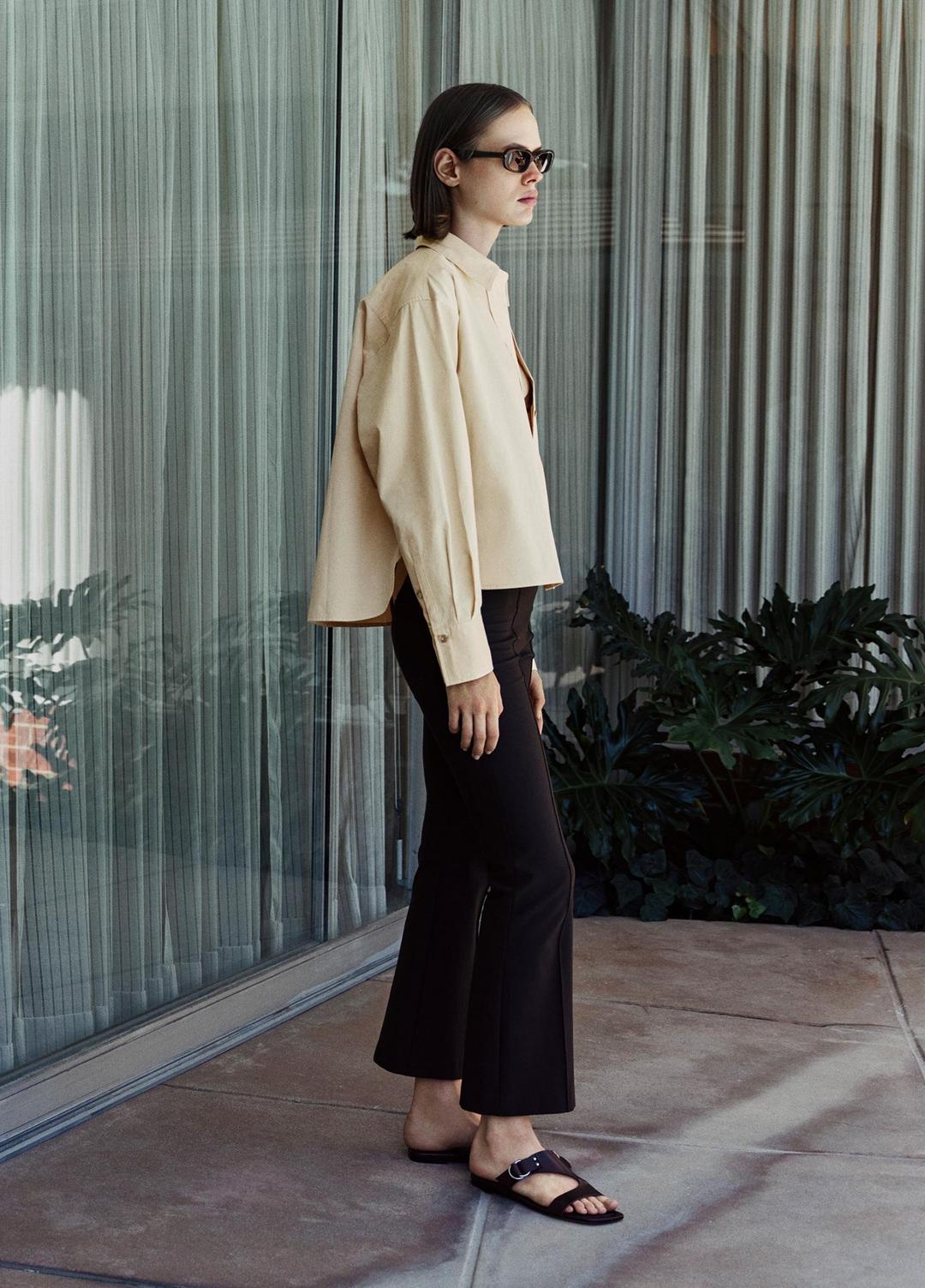 Cotton Cropped Button-Front Shirt  in Long Sleeve | Vince US