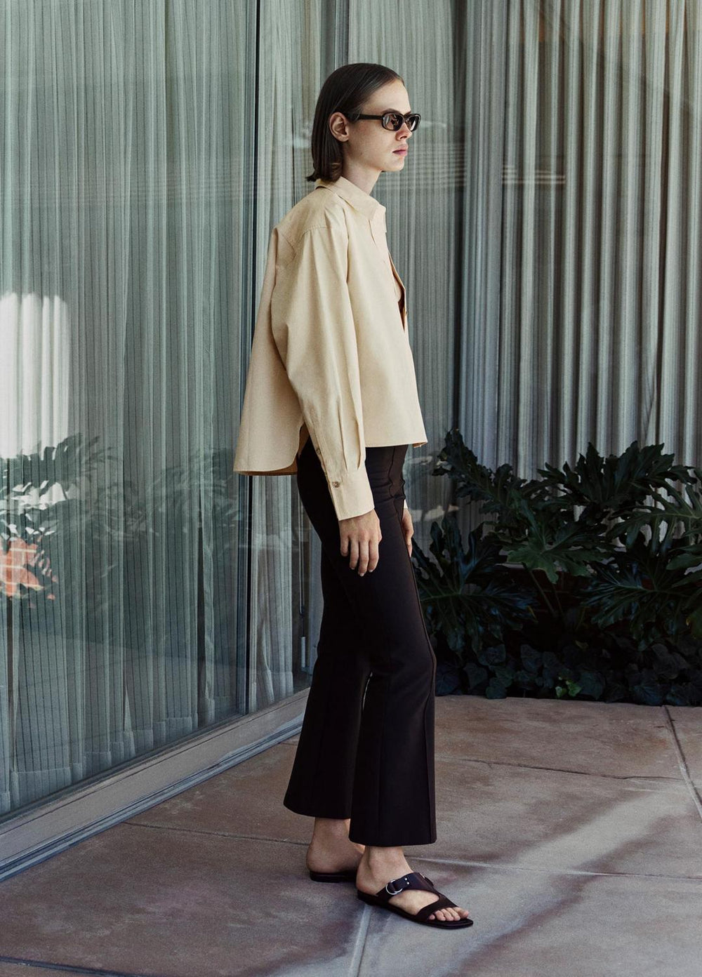 Cotton Cropped Button-Front Shirt  in Long Sleeve | Vince US
