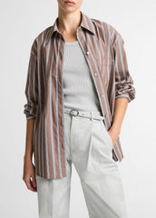 Striped Cotton-Blend Button-Front Shirt in Long Sleeve | Vince Online