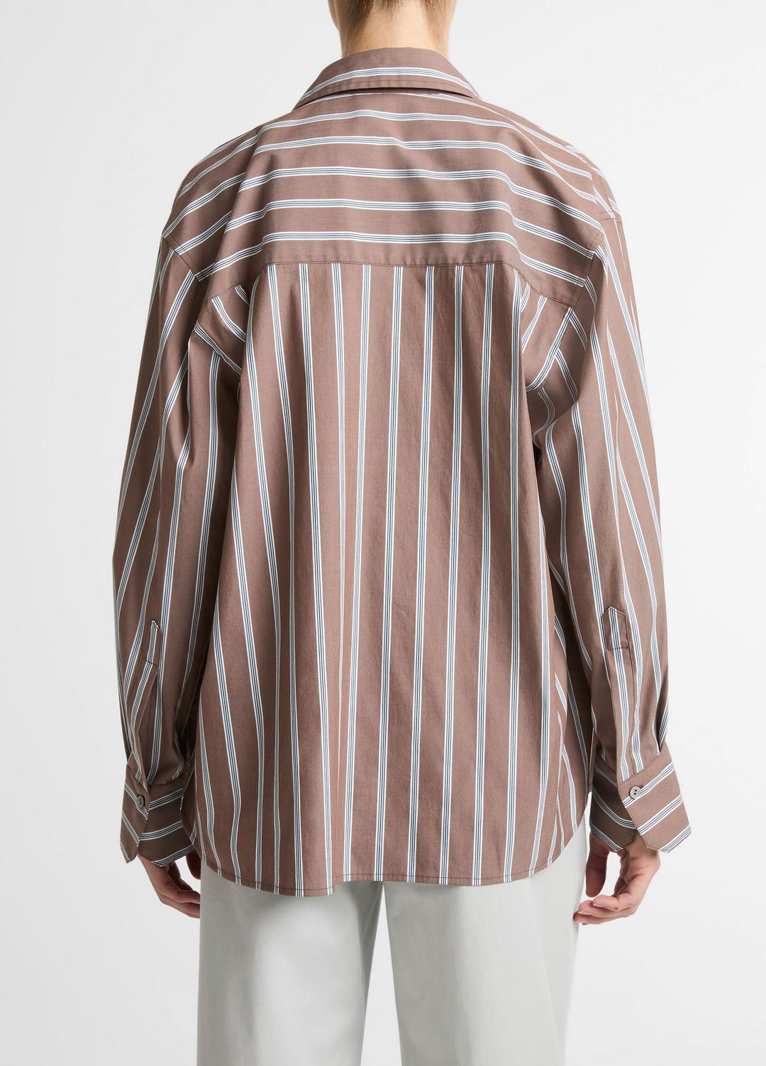 Striped Cotton-Blend Button-Front Shirt in Long Sleeve | Vince Online