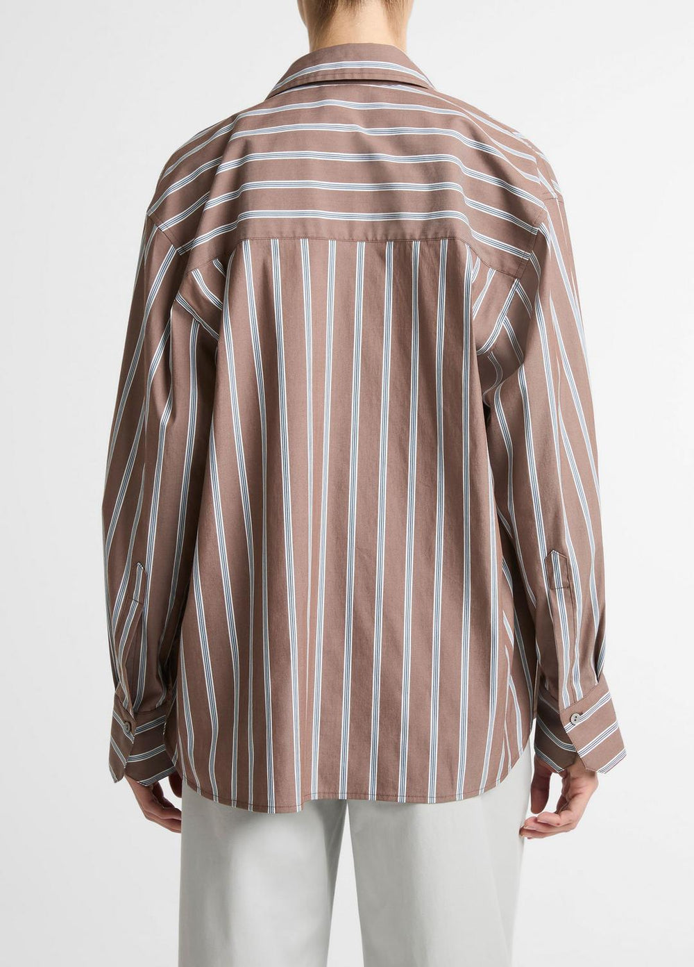 Striped Cotton-Blend Button-Front Shirt in Long Sleeve | Vince Online