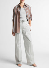 Striped Cotton-Blend Button-Front Shirt in Long Sleeve | Vince Online