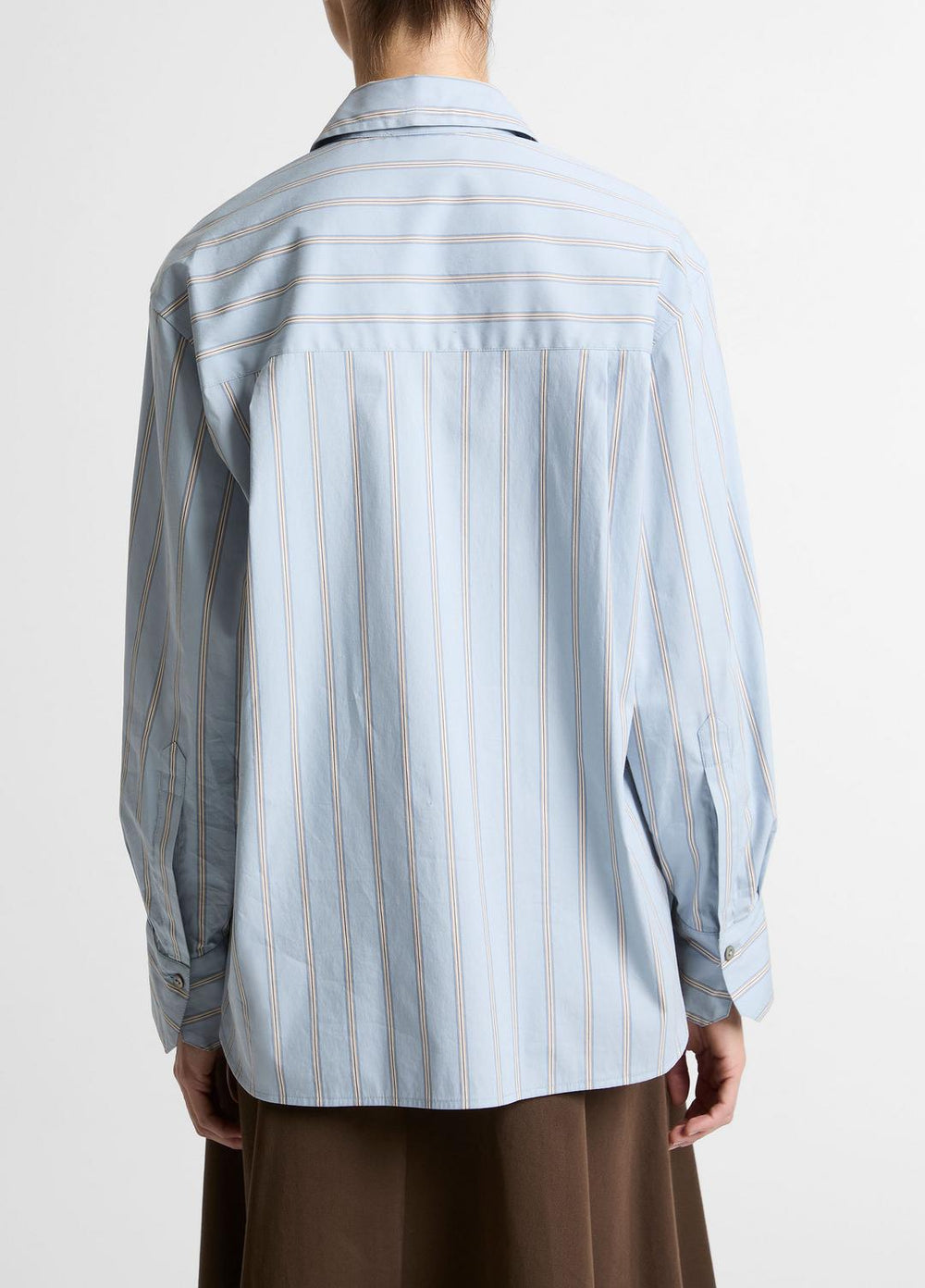 Striped Cotton-Blend Button-Front Shirt in Long Sleeve | Vince discount