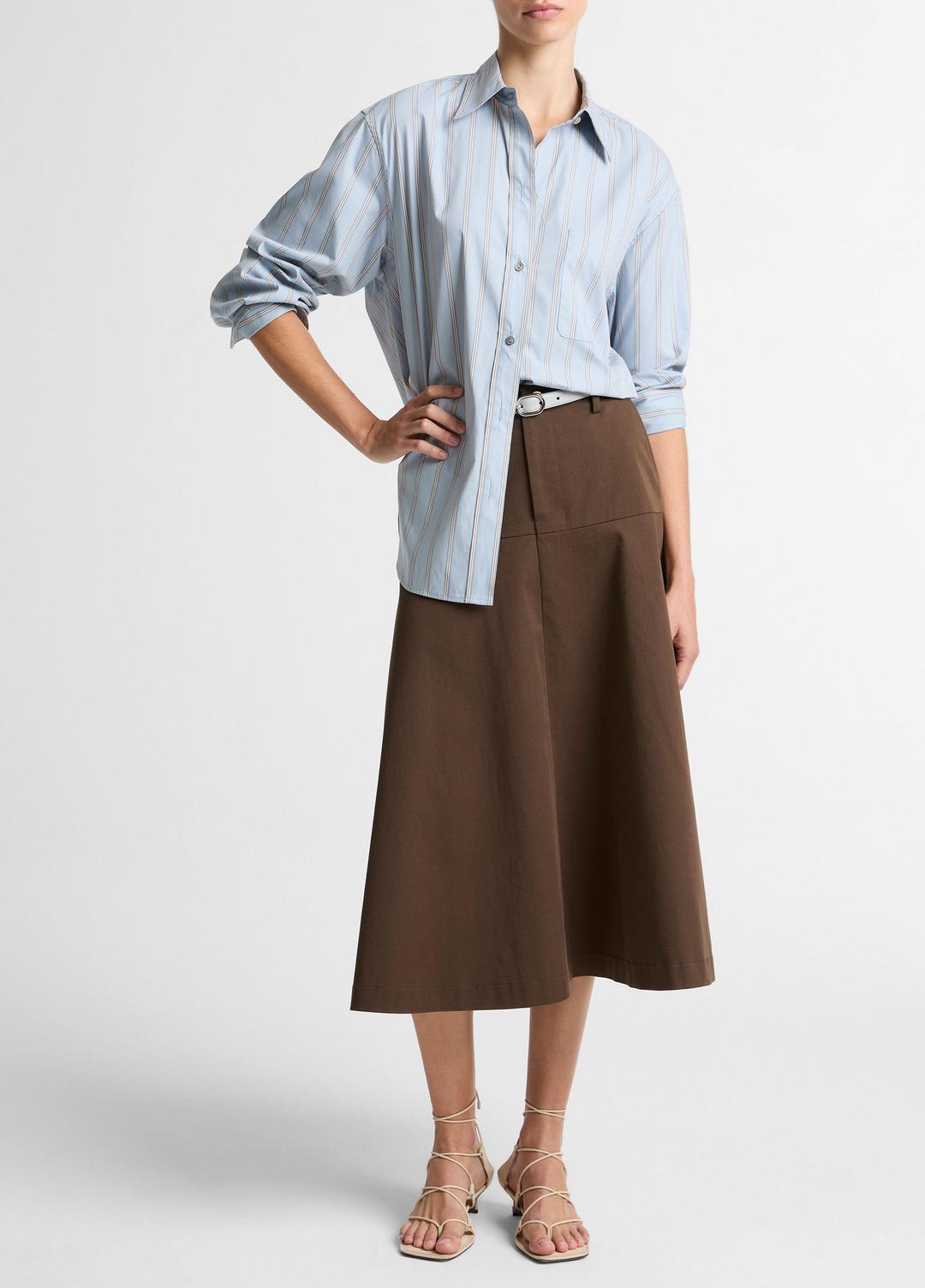 Striped Cotton-Blend Button-Front Shirt in Long Sleeve | Vince discount