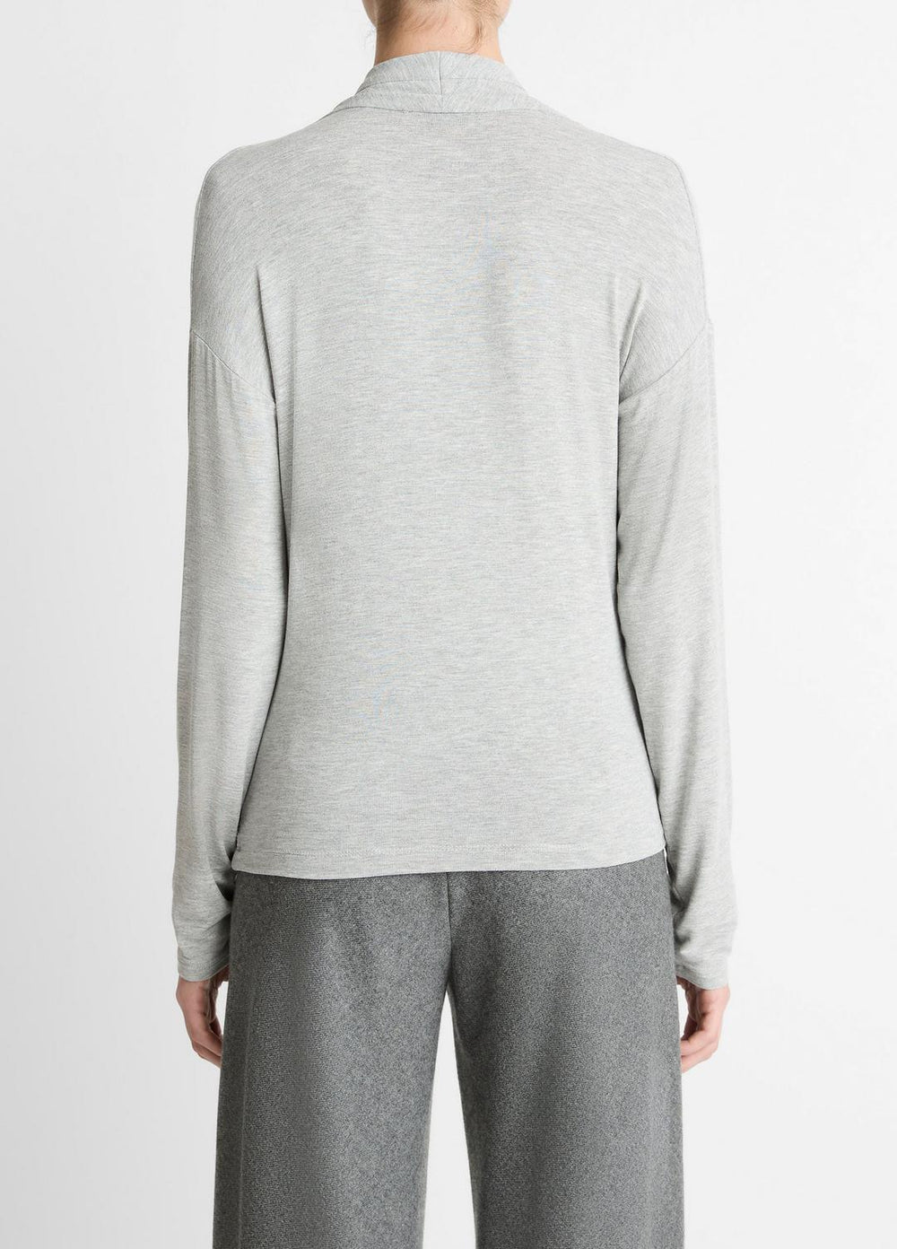 Relaxed Fixed-Wrap Jersey Top in Long Sleeve | Vince outlet
