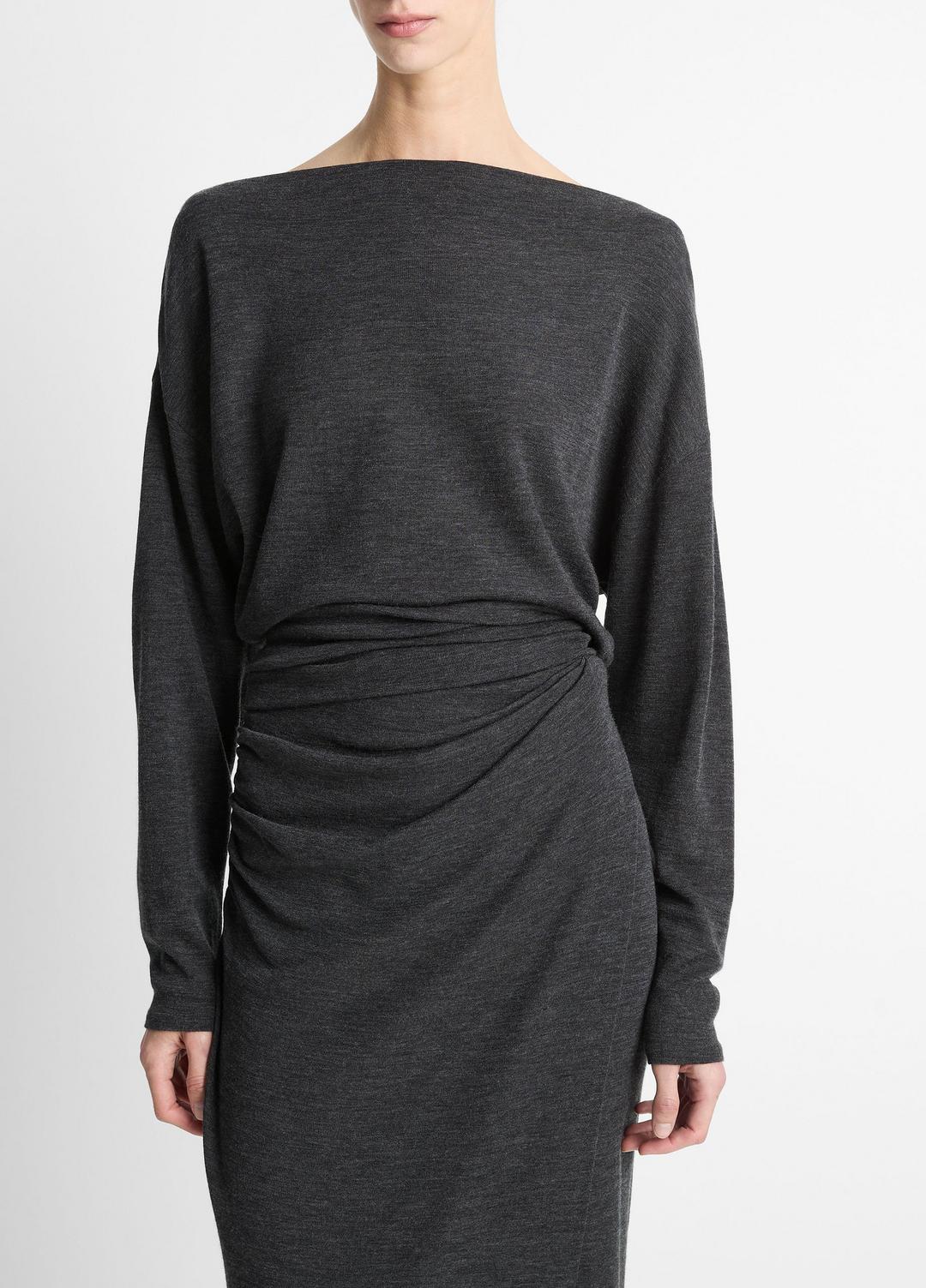 Draped Wool-Blend Slash-Neck Top in Long Sleeve | Vince sale