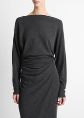 Draped Wool-Blend Slash-Neck Top in Long Sleeve | Vince sale