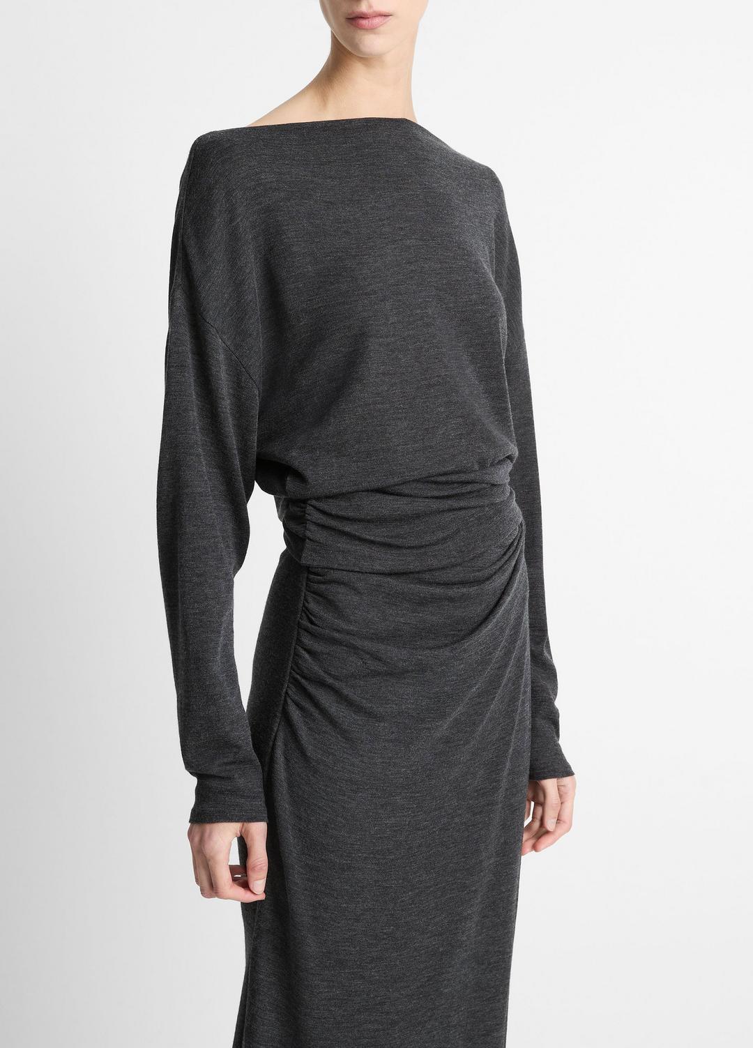 Draped Wool-Blend Slash-Neck Top in Long Sleeve | Vince sale