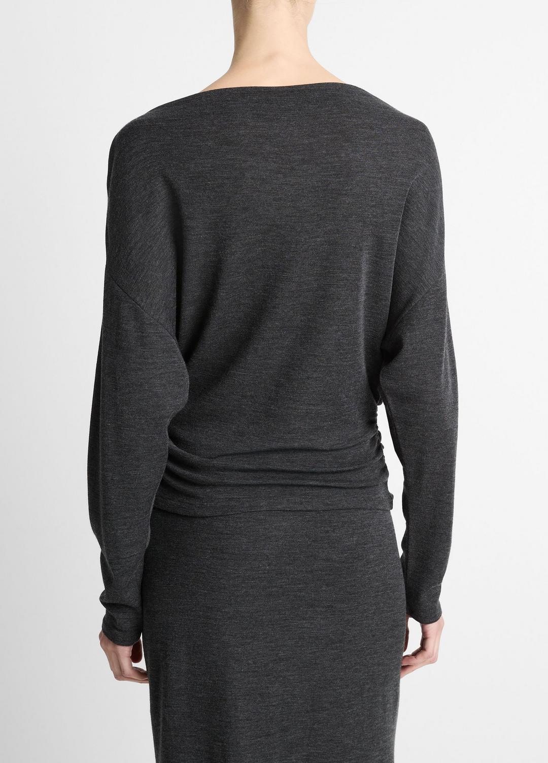 Draped Wool-Blend Slash-Neck Top in Long Sleeve | Vince sale