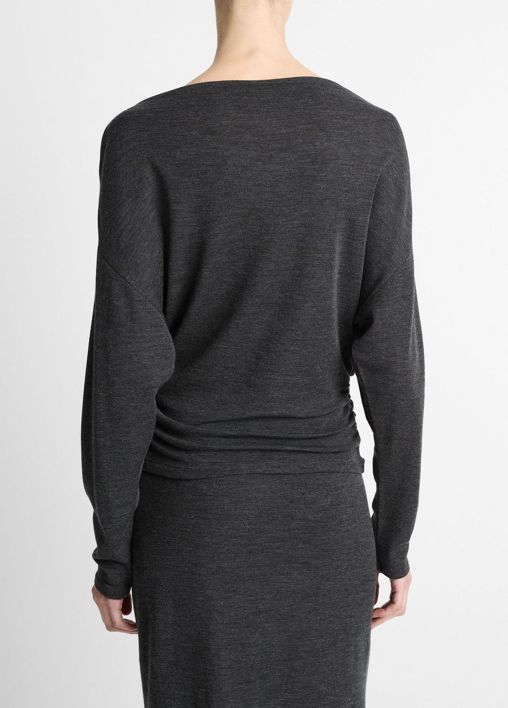 Draped Wool-Blend Slash-Neck Top in Long Sleeve | Vince sale
