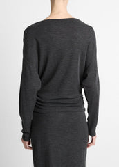 Draped Wool-Blend Slash-Neck Top in Long Sleeve | Vince sale