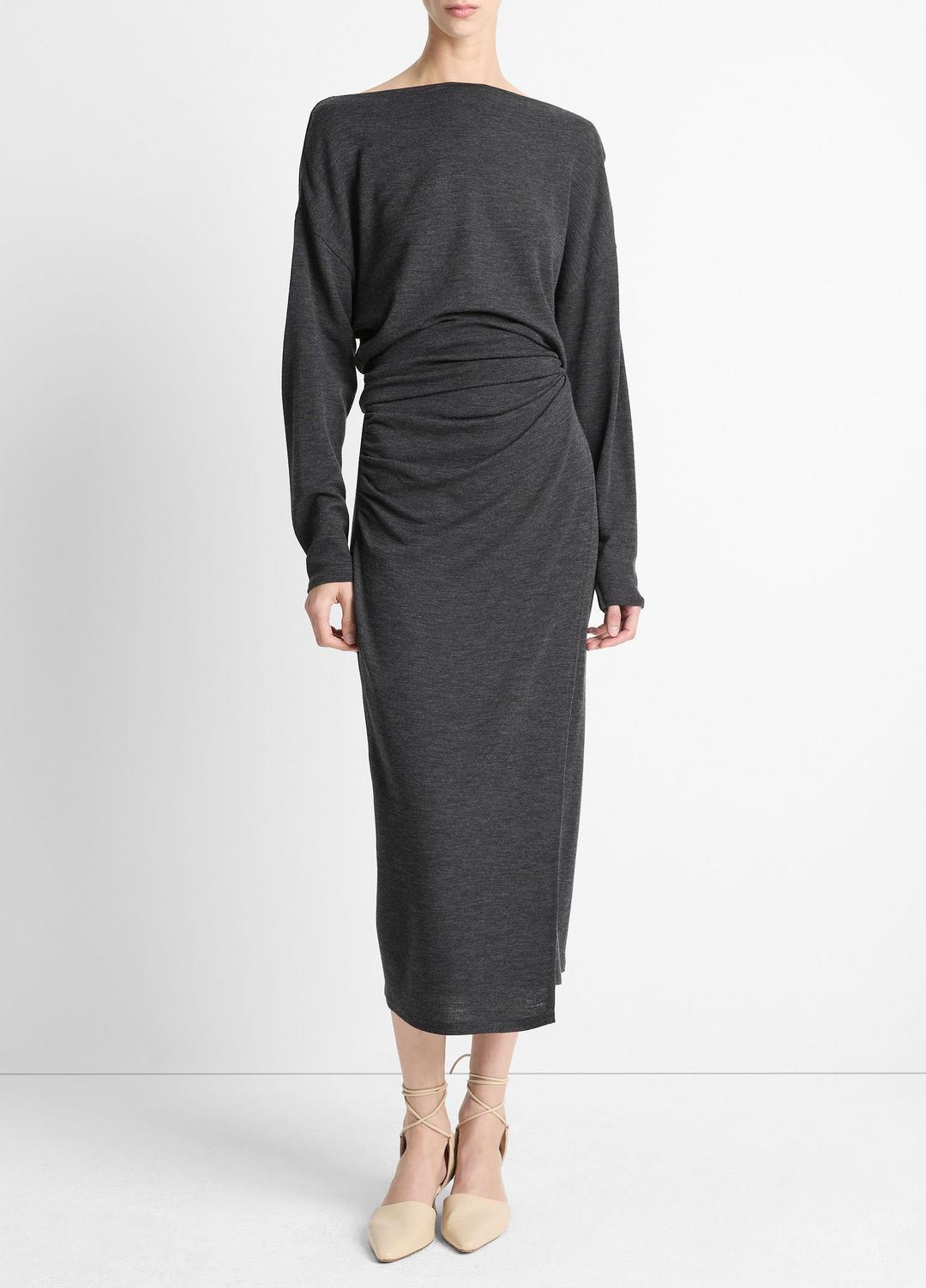 Draped Wool-Blend Slash-Neck Top in Long Sleeve | Vince sale