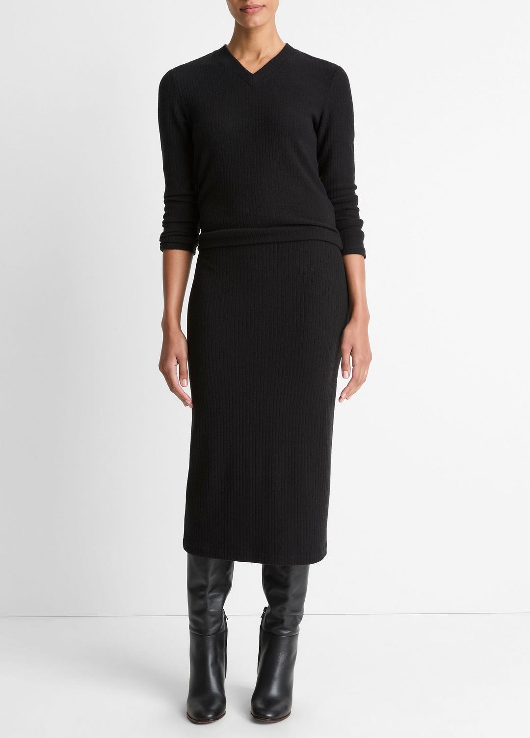 Cozy Rib High V-Neck Top in Long Sleeve | Vince on sale
