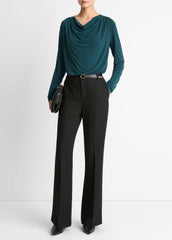 Matte Jersey Cowl-Neck Top in Long Sleeve | Vince US