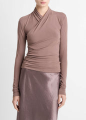Fixed Wrap Long-Sleeve Top in Long Sleeve | Vince Online