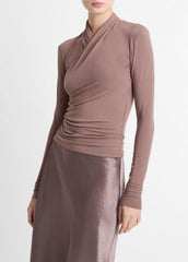 Fixed Wrap Long-Sleeve Top in Long Sleeve | Vince Online