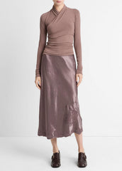 Fixed Wrap Long-Sleeve Top in Long Sleeve | Vince Online
