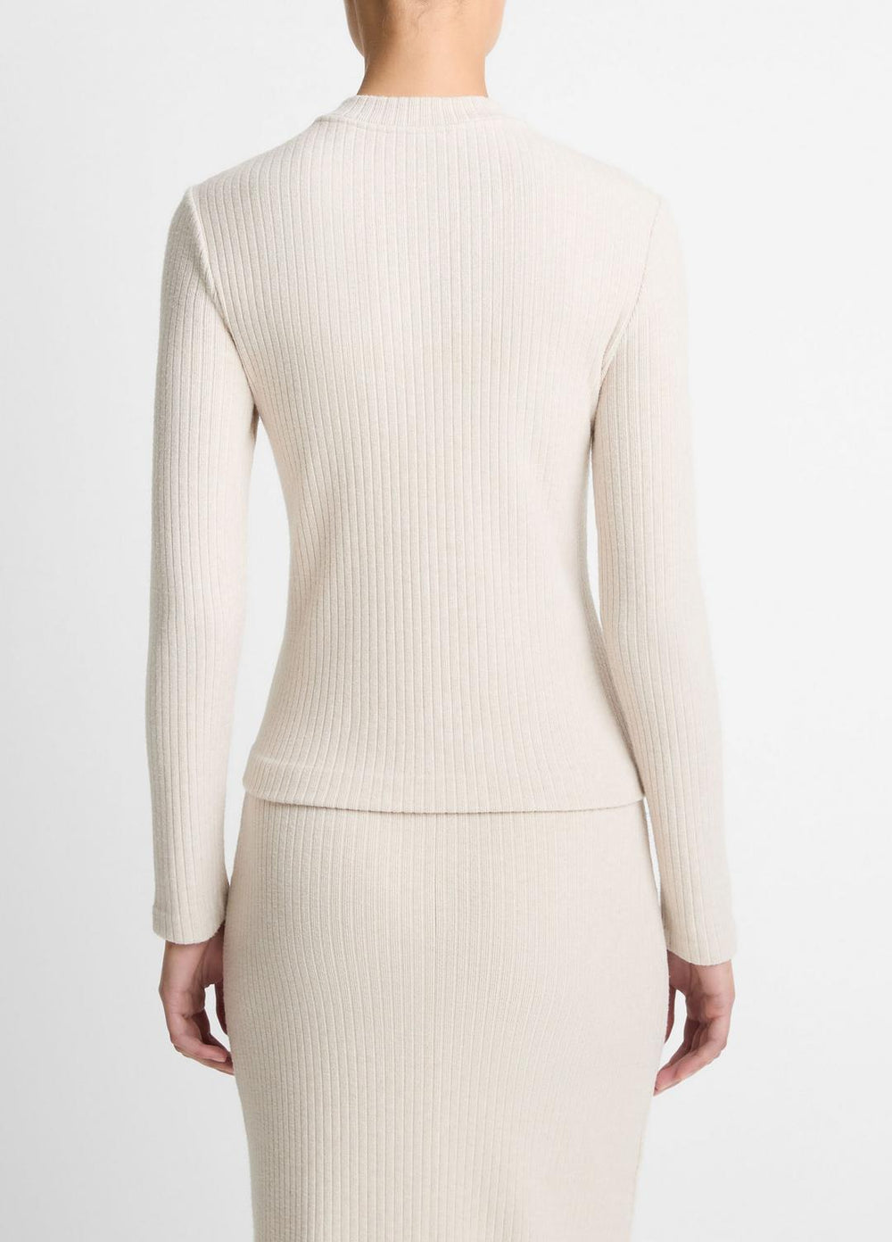 Cozy Rib High V-Neck Top in Long Sleeve | Vince discount