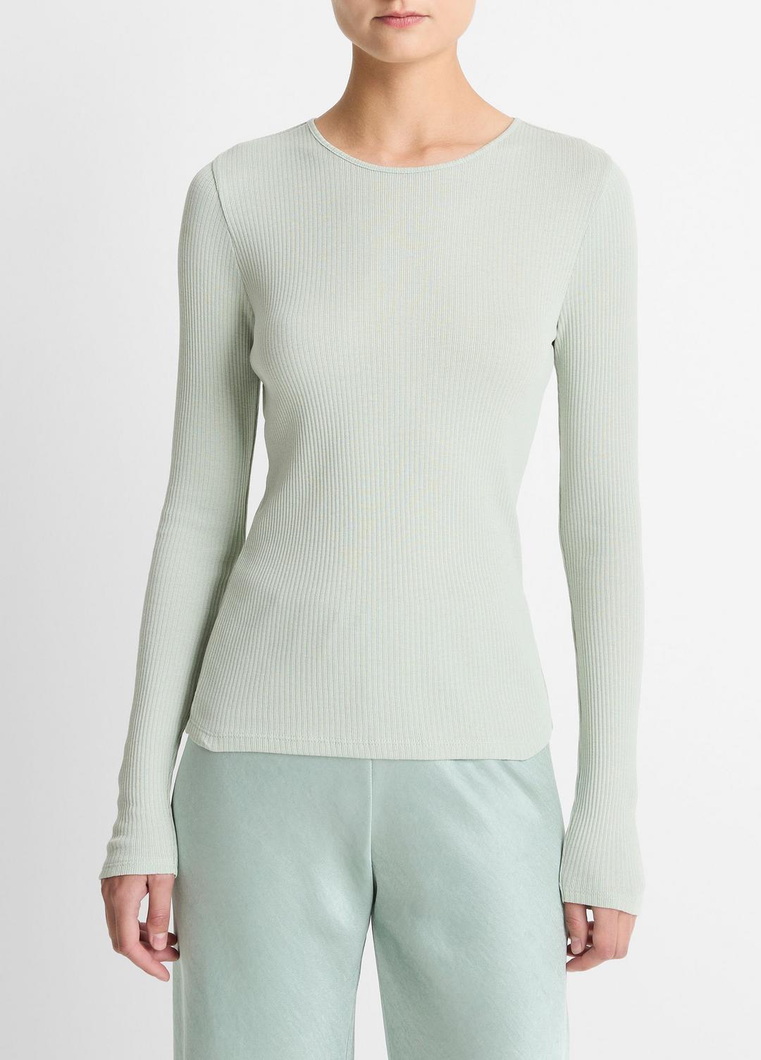 Ribbed Pima Cotton Long-Sleeve T-Shirt in Long Sleeve | Vince on sale