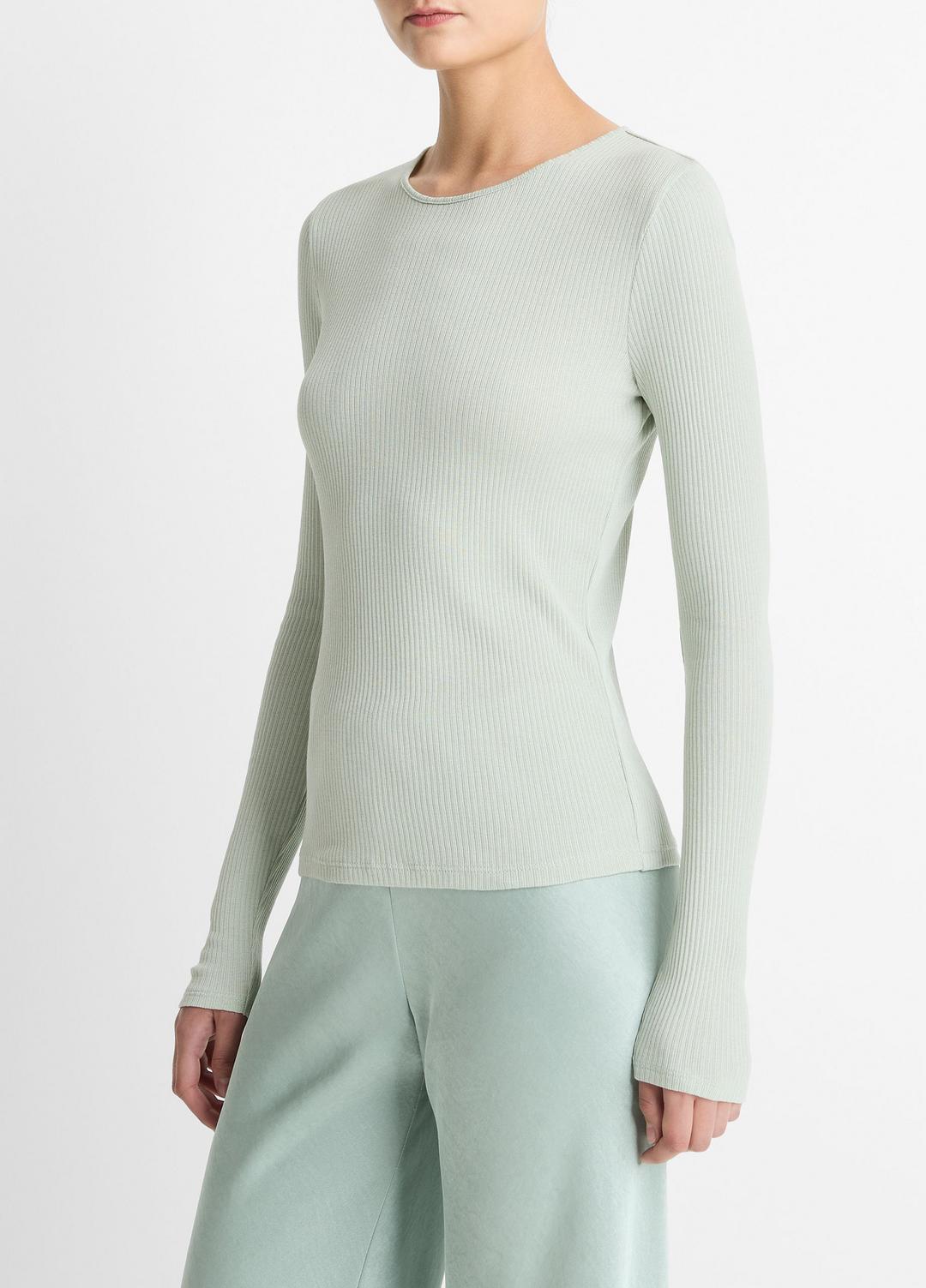 Ribbed Pima Cotton Long-Sleeve T-Shirt in Long Sleeve | Vince on sale