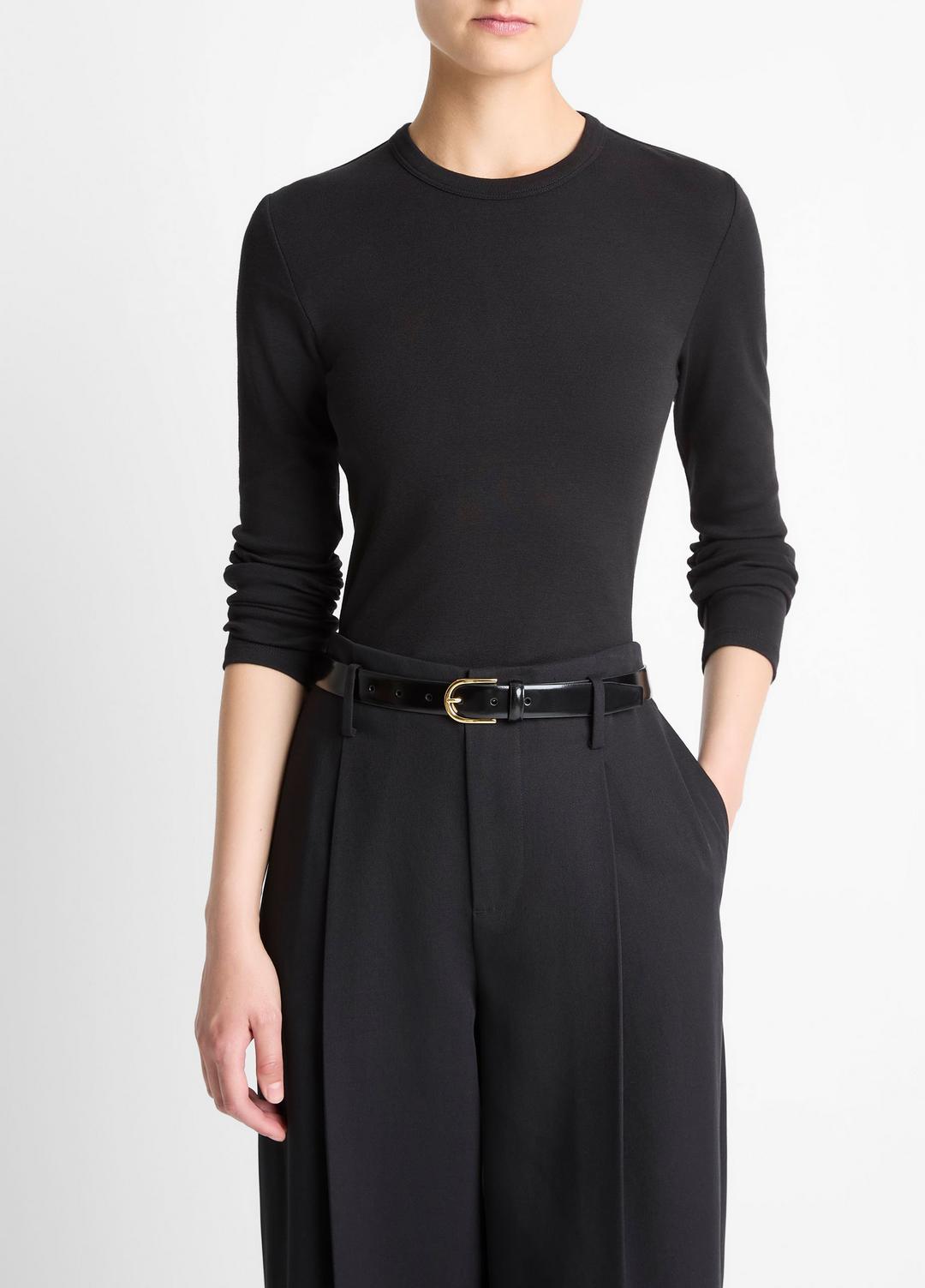 Essential Pima Cotton-Blend Long-Sleeve T-Shirt in Long Sleeve | Vince US