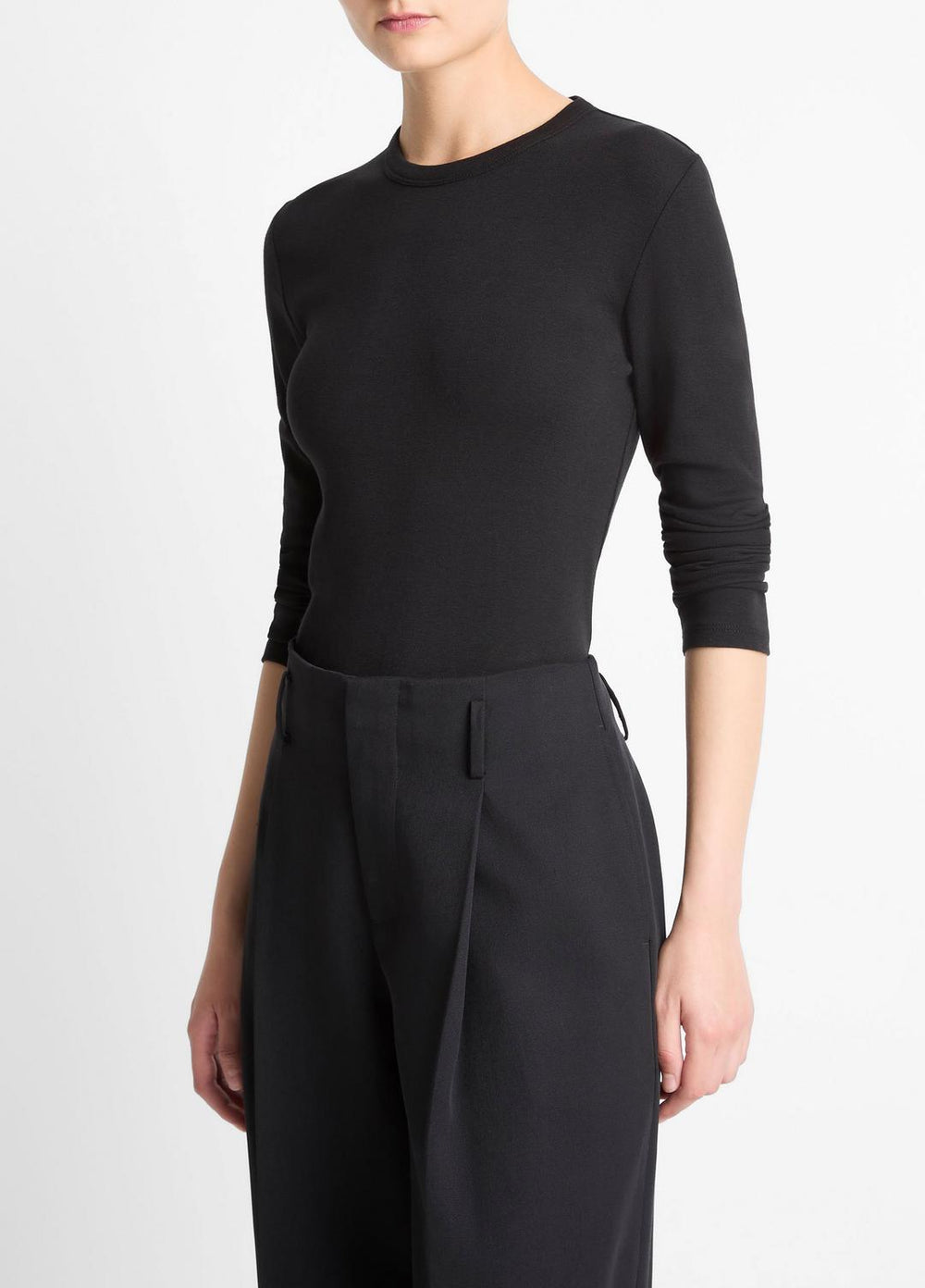 Essential Pima Cotton-Blend Long-Sleeve T-Shirt in Long Sleeve | Vince US