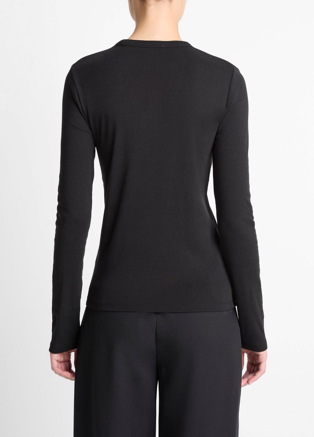 Essential Pima Cotton-Blend Long-Sleeve T-Shirt in Long Sleeve | Vince US