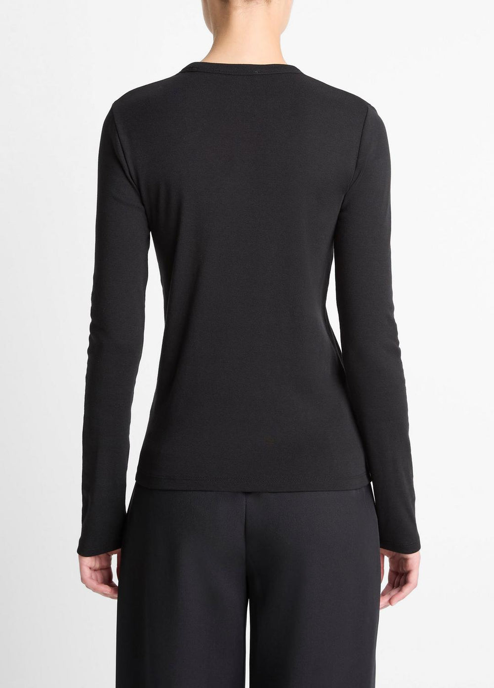 Essential Pima Cotton-Blend Long-Sleeve T-Shirt in Long Sleeve | Vince US