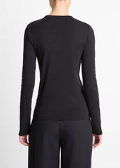 Essential Pima Cotton-Blend Long-Sleeve T-Shirt in Long Sleeve | Vince US
