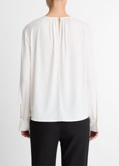 Matte Jersey Gathered Blouse in Long Sleeve | Vince Online