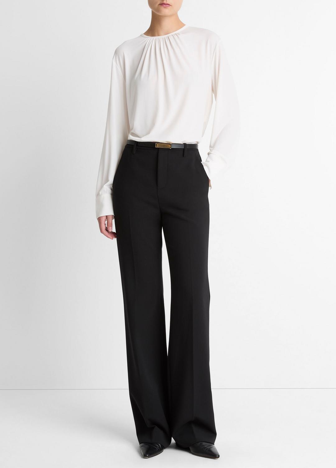 Matte Jersey Gathered Blouse in Long Sleeve | Vince Online