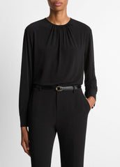 Matte Jersey Gathered Blouse in Long Sleeve | Vince discount