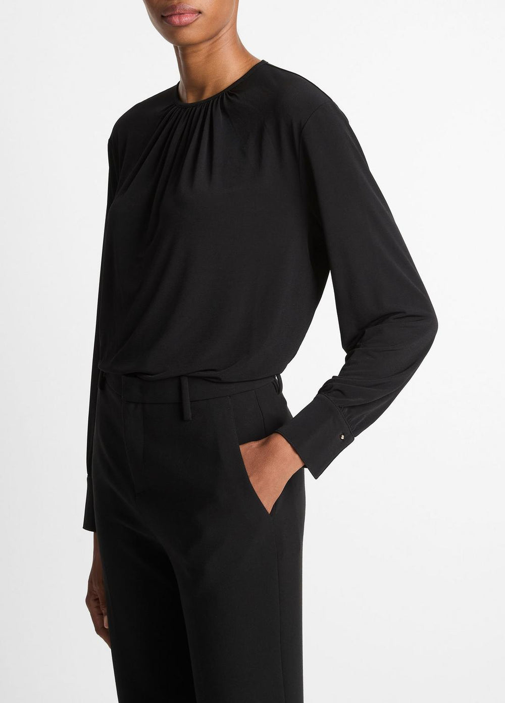 Matte Jersey Gathered Blouse in Long Sleeve | Vince discount