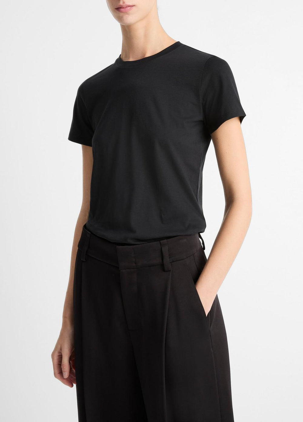 Essential Pima Cotton Crew Neck T-Shirt in Short Sleeve | Vince outlet