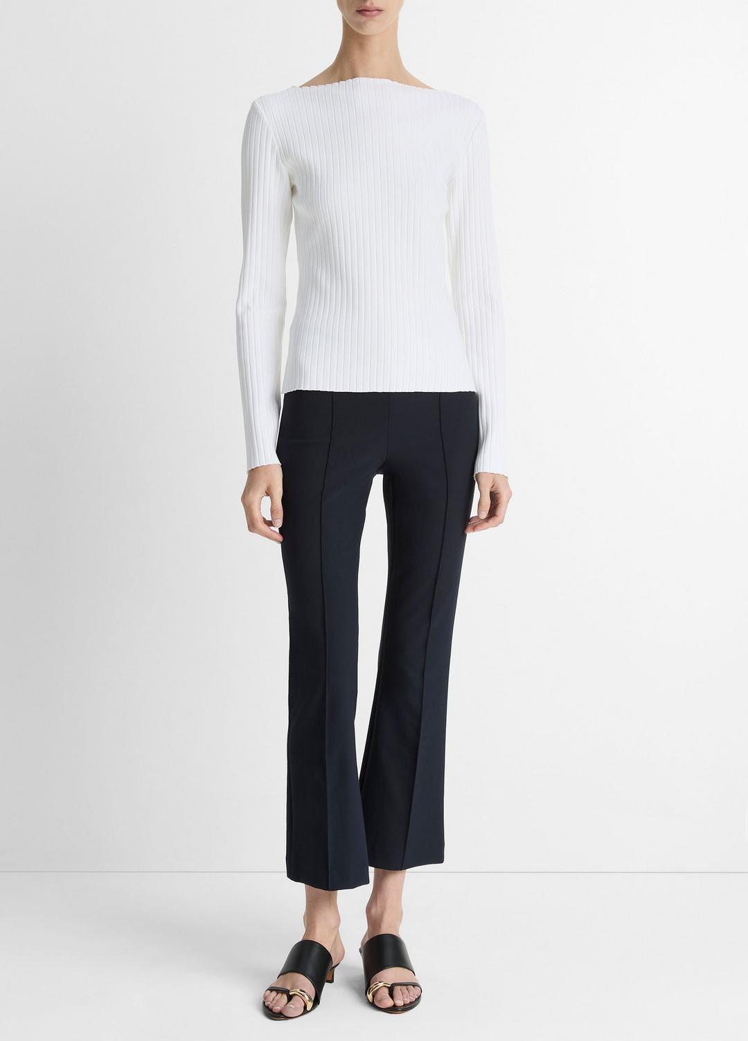 Ribbed Cotton-Blend Slash-Neck Long-Sleeve Top in Long Sleeve | Vince on sale