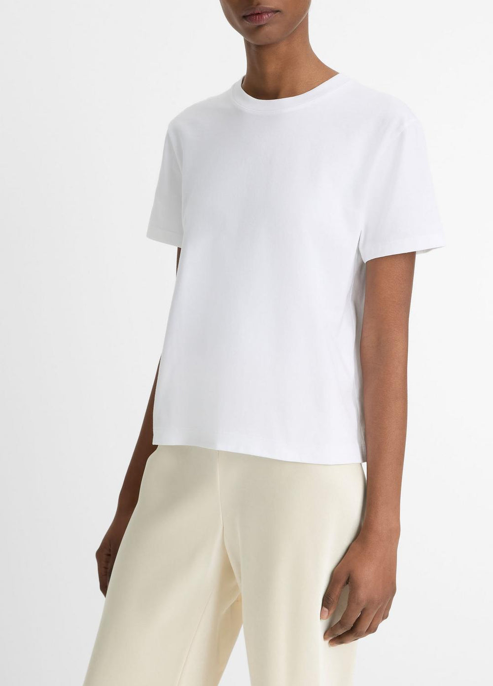 Pima Cotton Crew Neck T-Shirt in Short Sleeve | Vince US