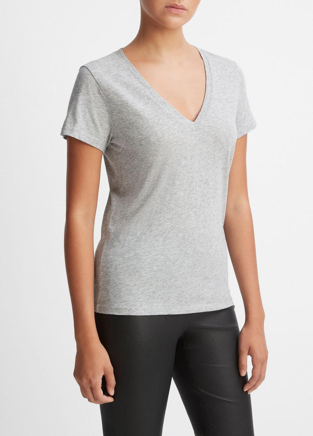 Essential Pima Cotton V-Neck T-Shirt in Short Sleeve | Vince outlet