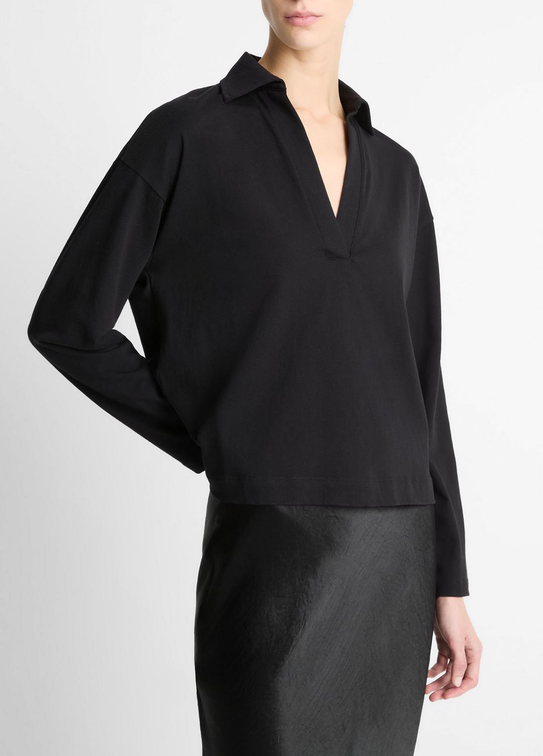 Easy Pima Cotton Long-Sleeve Polo Shirt in Long Sleeve | Vince sale