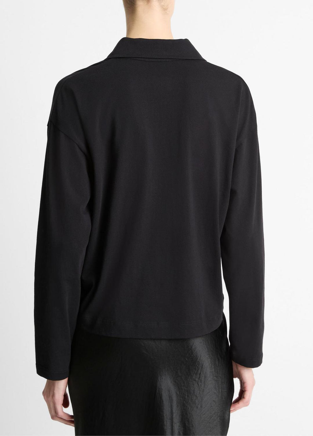 Easy Pima Cotton Long-Sleeve Polo Shirt in Long Sleeve | Vince sale