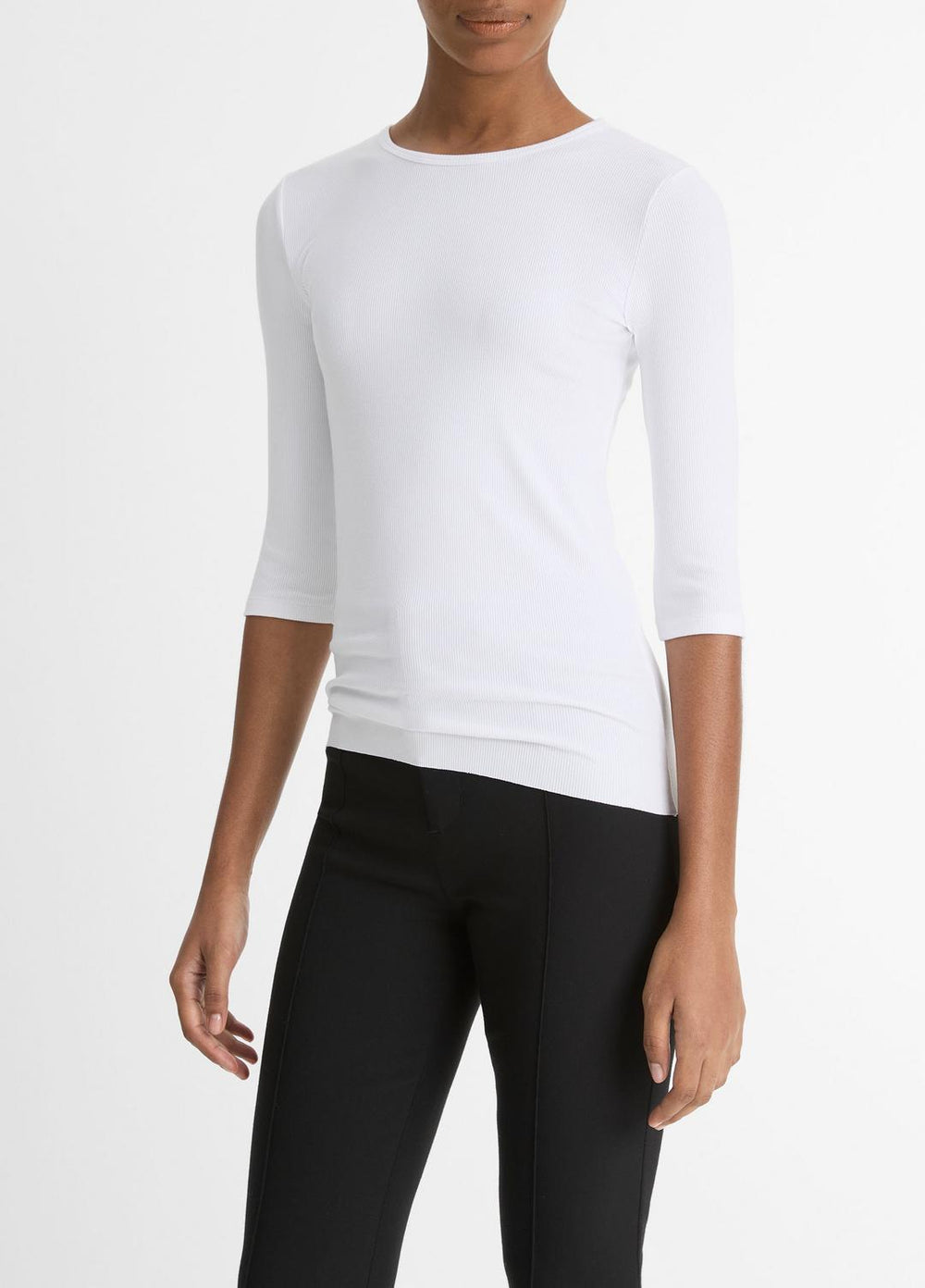 Elbow-Sleeve Crew Neck T-Shirt in Short Sleeve | Vince US