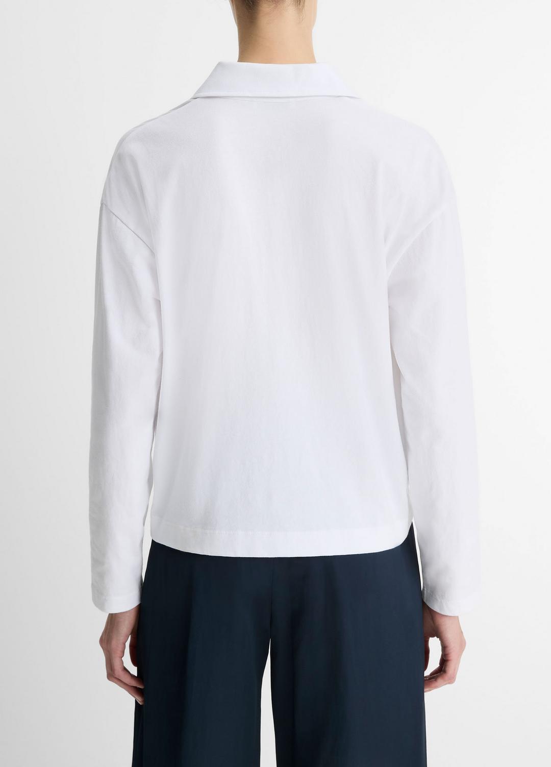 Easy Pima Cotton Long-Sleeve Polo Shirt in Long Sleeve | Vince discount