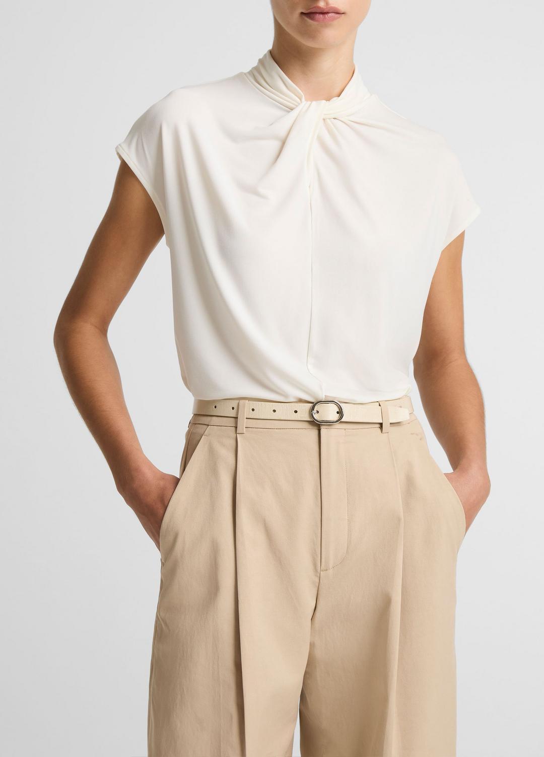 Twist-Neck Matte Jersey Cap-Sleeve Top  in Short Sleeve | Vince sale