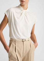 Twist-Neck Matte Jersey Cap-Sleeve Top  in Short Sleeve | Vince sale