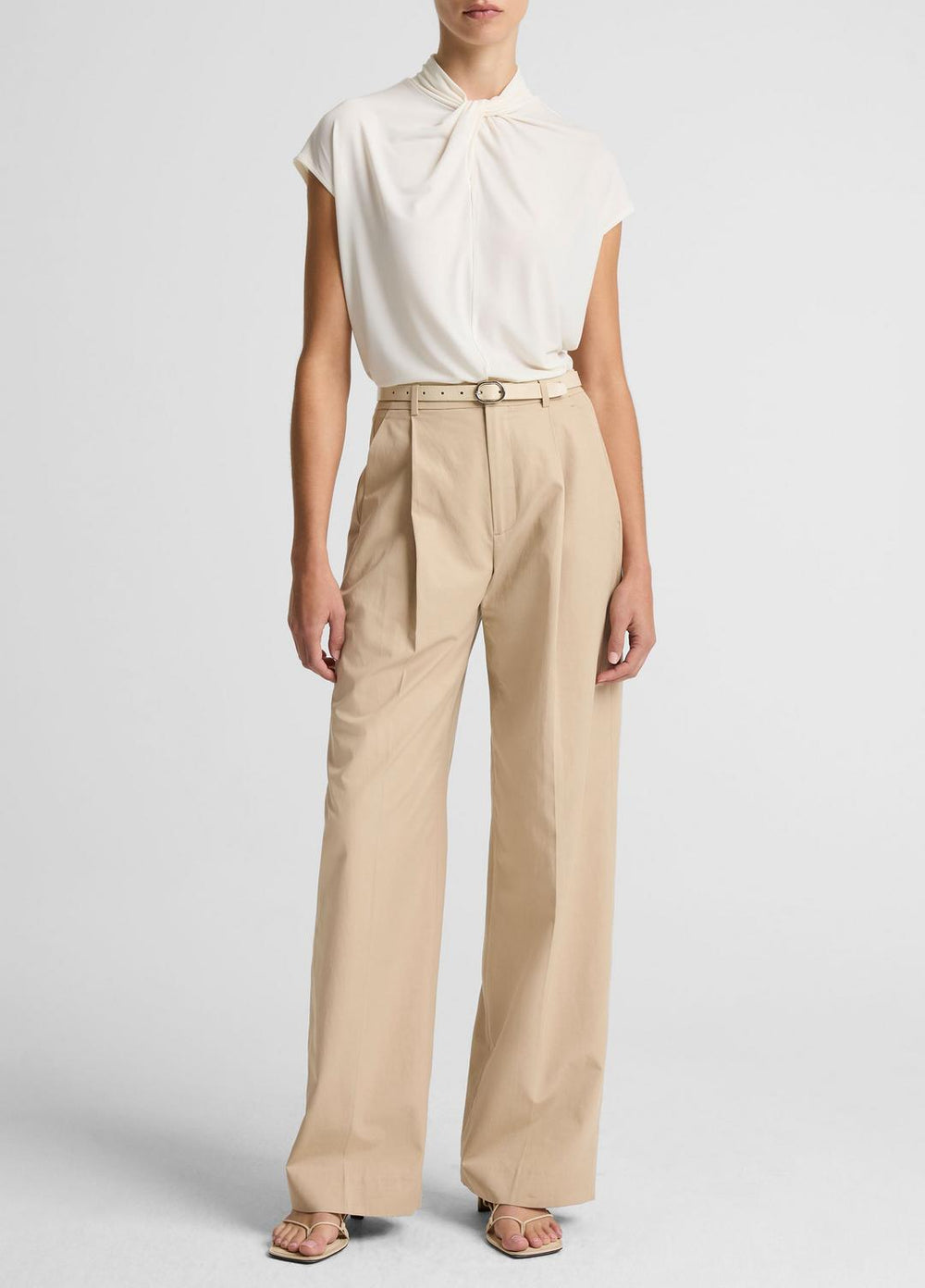 Twist-Neck Matte Jersey Cap-Sleeve Top  in Short Sleeve | Vince sale
